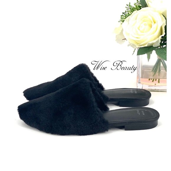 NEW Women’s Carter Faux Fur Fuzzy Mule Size 7 Slip-On Shoe Black - A New Day - Picture 4 of 7